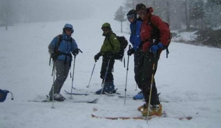 Snowy skiing